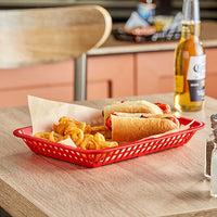 (Quick Ship) Tablecraft C1079R “Mas Grande” Rectangular Basket – 11-3/4” × 8-1/2” × 1-1/2”, Red Polypropylene, Pack of 12