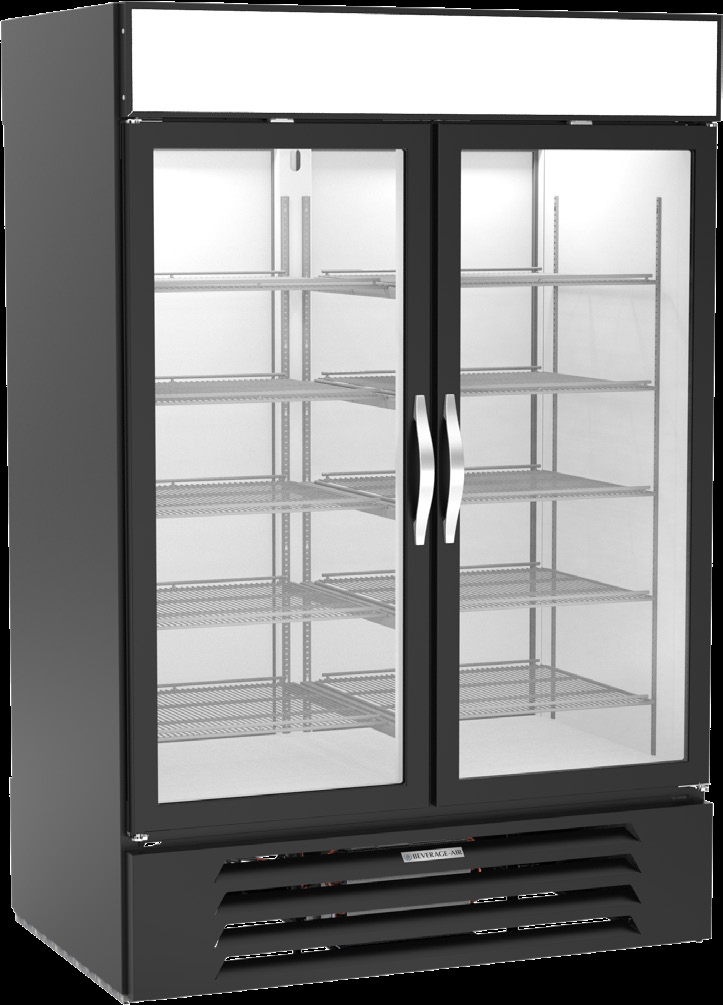 Product image #5 for Beverage-Air MarketMax Two-Section Pass-Thru Reach-In Refrigerated Merchandiser with Double-Pane Glass Front Doors and Solid Rear Doors, 48.05 Cu. Ft.