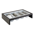 Thumbnail image #1 for Libbey APS Germany - Bridge APS 14995 2-Piece Cutlery Tray with 4-Section Polypropylene Insert and Black Wooden Base