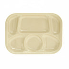 Thumbnail image #1 for Thunder Group ML803T 6-Compartment Rectangular Melamine Tray, 13" x 9-1/2", Tan Case of 2 Dozen