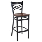 Thumbnail image #2 for G & A Commercial Seating 699-B VS Commercial Bar Stool, Double X-Back, Veneer Seat, Black Steel Frame, Footrest