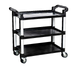 Thumbnail image #4 for Steel Works Stainless Three-Tier Bus Cart with Plastic Shelves and Braked Casters