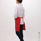 Thumbnail image #2 for Chef Works F28 -RED-0 Bistro Half-Length Apron, 19"L x 27-1/2"W, 65/35 Poly/Cotton, Red, Divided Patch Pocket