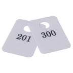 Thumbnail image #1 for Stanton Trading 5PCR-201-300 Plastic Coat Room Checks, Numbered 201–300, Hanger Hold, Not Responsible Disclaimer Case of 40