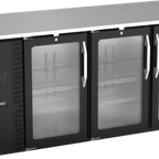 Thumbnail image #1 for Victory Refrigeration VBB72HC-FG-B 72-Inch 3-Door Glass Back Bar Refrigerator, Stainless Steel Top, Black Exterior