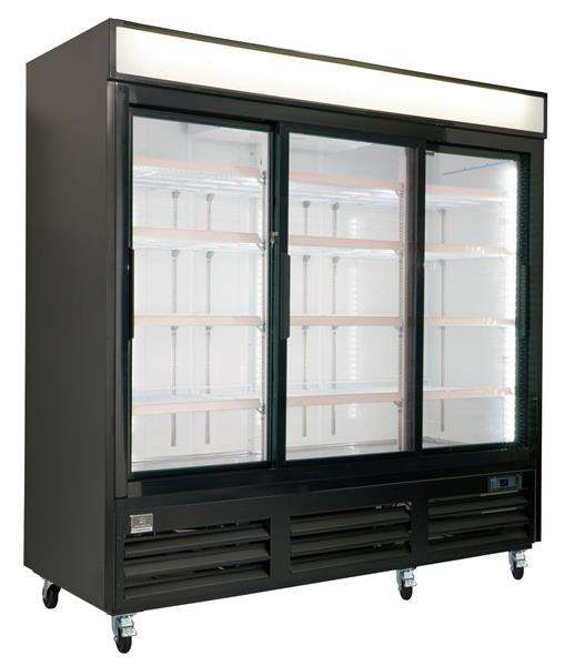 Product image #5 for Kelvinator Commercial Three-Section Reach-In Refrigerated Glass Door Merchandiser, 72 Cu. Ft., Bottom-Mount Self-Contained Refrigeration