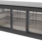 Thumbnail image #1 for Asber ABBC 24 72G SD 3-Door Glass Sliding Door Back Bar Refrigerator, Black Exterior, 72-1/4"W