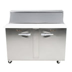 Thumbnail image #1 for Traulsen Dealer's Choice UPT4818-RR 48-Inch Two-Door Stainless Steel Prep Table Refrigerator with Roll-Top Overshelf, 18-Pan Capacity