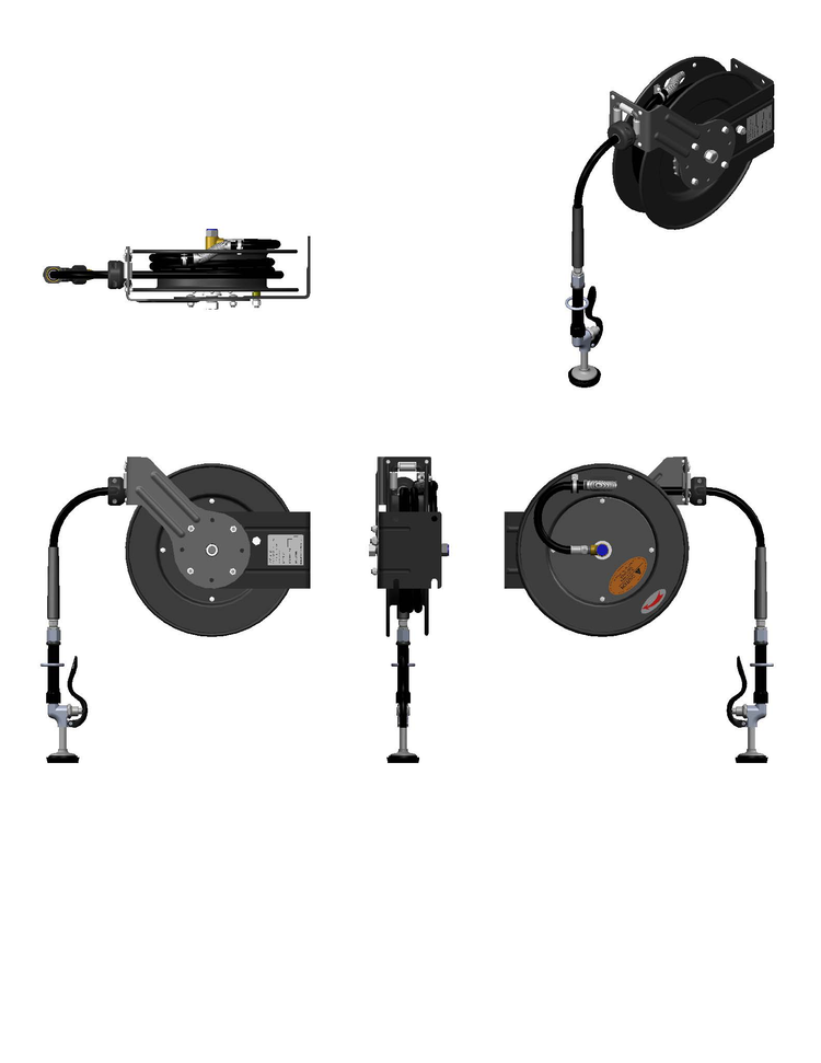 Product image #2 for equip Open Black Powder-Coated Steel Retractable Hose Reel with 35-Foot Hose and Spray Valve