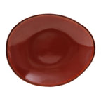 Thumbnail image #1 for Tuxton China Artisan GAR-651 Oblong Ceramic Coupe-Rim Plate, 10" x 8-1/4", Red Rock 1 Dozen