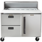 Thumbnail image #1 for Traulsen Dealer's Choice CLPT-4818-DW-DR CLPT Series Compact Prep Table Refrigerator, (2) fully removable drawers (left section), (1)solid door