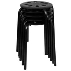 Thumbnail image #1 for Flash Furniture LE-S1-BLACK-GG Stacking Stool with Black Polycarbonate Seat, Steel Frame, 17-1/2"H