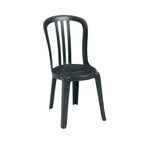 Thumbnail image #1 for Grosfillex Miami US495517 Outdoor Resin Bistro Stacking Side Chair, Slat Back, Black Case of 32