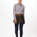 Thumbnail image #2 for Chef Works AWS01S-BLK-0 Black Cotton Waist Apron, 12"L x 23"W, 3 Pockets