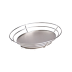 Thumbnail image #1 for G.E.T. 4-83850 Oval Stainless Steel Serving Basket with Raised Solid Base, 11-1/4" x 8-1/4" x 2-1/4" Case of 12