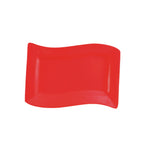 Thumbnail image #1 for CAC China Soho SOH-13-R Rectangular Ceramic Platter, Wavy, Red, 12 x 8 x 1-1/4 in 1 Dozen