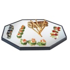 Thumbnail image #1 for Cal-Mil Gourmet RR241 Display Mirror Tray, 24-Inch Octagon, Glass, Raised Rim, Black Acrylic Trim