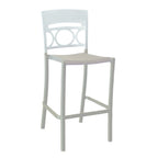 Thumbnail image #1 for Grosfillex Moon UT654096 Stacking Outdoor Barstool, Armless, Cutout Resin Back, Aluminum Seat and Frame Case of 8