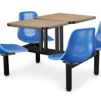 Thumbnail image #1 for JustChair Manufacturing CLUS-ST-4S-BB Island-Style Cluster Table Unit with 4 Bucket Swivel Seats, Welded Steel Frame, Black