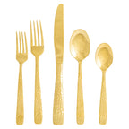 Thumbnail image #1 for Kadra Kitchenware Vikko Crown VC-192-SET 5-Piece Flatware Set, Full Gold, 18/10 Stainless Steel, Emerald Case of 6