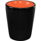 Thumbnail image #1 for International Tableware Hilo 81122-2956/05MF-05C Handleless Ceramic Shot Cup, 1-1/2 oz, Black Matte Exterior, Orange Interior Case of 2 Dozen