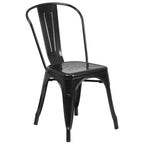 Thumbnail image #1 for Flash Furniture CH-31230-BK-GG Black Galvanized Steel Stacking Side Chair with Vertical Slat Back