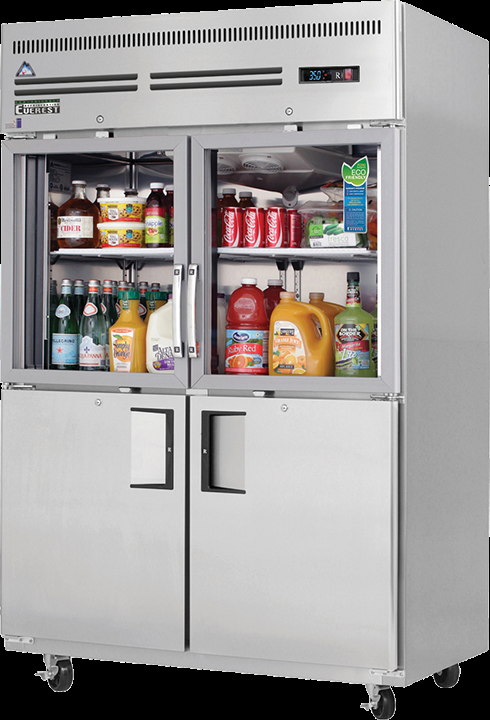 Product image #5 for Everest Refrigeration EGSH4 Two-Section Reach-In Refrigerator with Combination Glass and Solid Half Doors, 48.0 Cu. Ft.