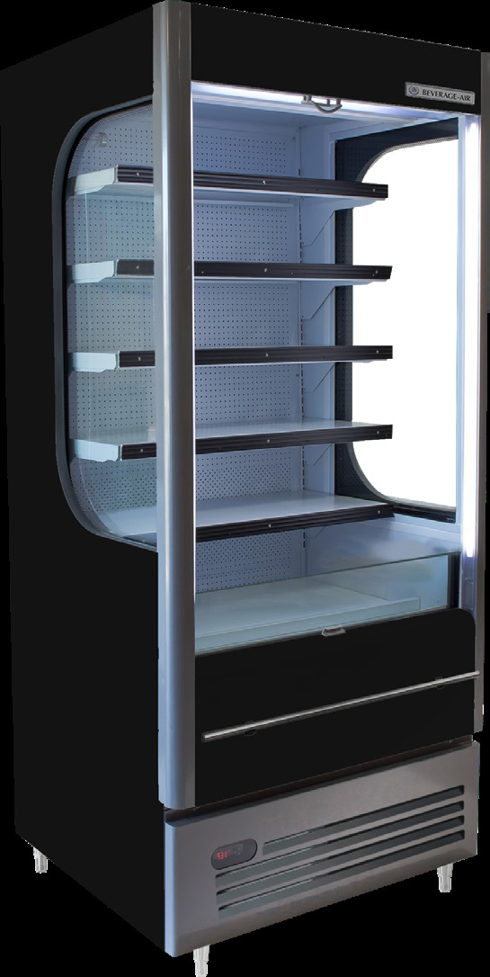 Product image #6 for Beverage-Air Vuemax VMHC-12-1-B Vertical Black Open-Air Merchandiser Refrigerator, 35-1/4-Inch Wide, 5 Shelves