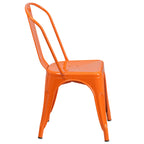 Thumbnail image #2 for Flash Furniture CH-31230-OR-GG Outdoor Stacking Steel Side Chair, Orange, Vertical Slat Back, Drain-Hole Seat