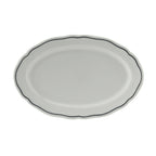 Thumbnail image #1 for Tuxton China Charleston SBH-090 Porcelain Oval Platter, 9" x 6", Scalloped Edge, Blue Band Case of 2 Dozen