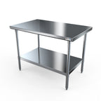 Thumbnail image #1 for NBR Equipment TS-2418 Stainless Steel Work Table, 24"W x 18"D, 18-Gauge 430 Flat Top, Adjustable Undershelf