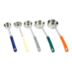 Thumbnail image #2 for Thunder Group SLLD108P 8 oz Perforated Portion Control Serving Spoon, Stainless Steel, Orange Plastic Handle Case of 120