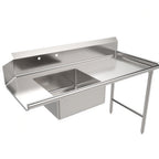 Thumbnail image #1 for ATSMFG MET MET-SDT-60R ATS MFG Soiled Dish Table, 60"W, Right-to-Left, 20" x 20" Pre-Rinse Sink, 9"H Backsplash, 16 Gauge 304 Stainless Steel