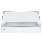 Thumbnail image #1 for Summit Commercial NOVAGDC45KIT Freezer Sneeze Guard Kit, Curved Glass Front, Glass Sides, Brushed Aluminum Work Surface