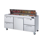 Thumbnail image #1 for Blue Air FSE LLC BLPT72-D4RL-HC 72-3/8" Three-Section Sandwich Prep Table with 4 Drawers, 1 Door, 18-Pan Capacity