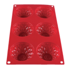 Thumbnail image #1 for Thunder Group PLBM005S Sunflower Silicone Baking Mold, 6 Cavities, 3.9 oz., -40° to 550°F, Red Case of 48