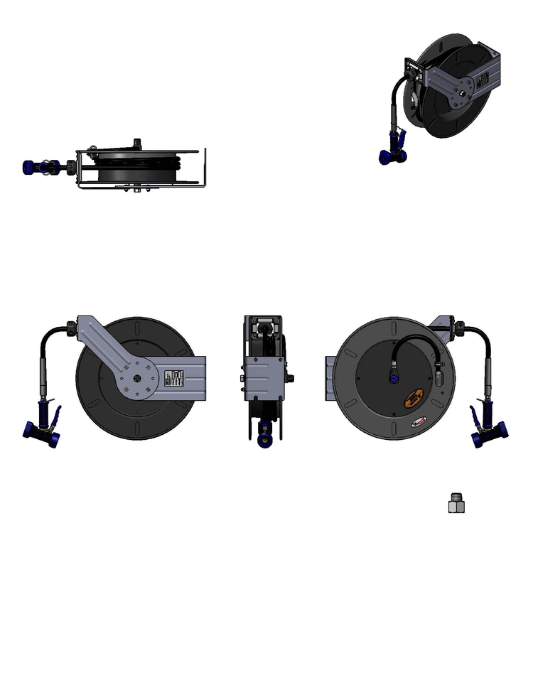 Product image #2 for Equip Open Powder-Coated Steel Hose Reel with 3/8 Inch x 50 Foot Hose, Front Trigger Water Gun and Multi-Fit Mounting Bracket