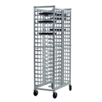 Thumbnail image #1 for New Age Universal 97721 Mobile Aluminum Pizza Pan Rack, Single-Wide Double-Deep, Open Sides, 40-Pan Capacity