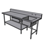 Thumbnail image #1 for Pacific Stainless PTS7230C8R20DS Stainless Steel Sink Work Table, 72"W x 30"D, 1 Bowl, 16-Gauge 300 Series Top, 8" Backsplash