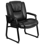Thumbnail image #1 for Flash Furniture Hercules GO-2138-GG Big & Tall Executive Side Chair, Black LeatherSoft Upholstery, Padded Arms, Sled Base