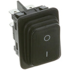 Thumbnail image #1 for AllPoints Foodservice Parts & Supplies 421516 Rocker Switch, On/Off, DPST, 1/4" Tab Terminals, Black Rubber Boot