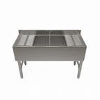 Thumbnail image #1 for NBR Equipment UW-4-101410-96LR Four-Compartment Underbar Sink with Left/Right Drainboards, Stainless Steel, 96"W x 18-1/4"D x 32-1/2"H