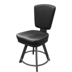 Thumbnail image #1 for Oak Street CS-10660 Counter-Height Commercial Bar Stool, Fan Back, Black Vinyl Upholstery, Iron Gray Steel Frame