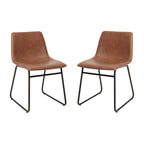 Thumbnail image #1 for Flash Furniture ET-ER18345-18-LB-BK-GG Stackable Bonded Leather Mid-Back Sled Base Dining Chair, Light Brown Seat, Black Frame