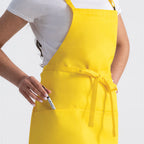 Thumbnail image #1 for Chef Works F10-LEM-0 Three-Pocket Kitchen Apron, 25"L x 27.5"W, Adjustable Neck, Yellow, Poly/Cotton