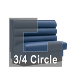 Thumbnail image #1 for ATSMFG ATS AT&S-ATQ-W36-3CHHO GR5/COM Single Three-Quarter Circle Booth, Upholstered, 48"L x 36"H, 3-Channel Horizontal Back