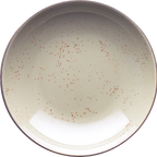Thumbnail image #1 for International Tableware SH-110-CR Round Stoneware Bowl, 10 in, 40 oz, Crème with Dark Brown Trim and Speckles 1 Dozen