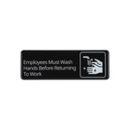 Thumbnail image #1 for CAC China SCE3-WH23 Handwashing Compliance Sign, English, 9 x 3 in, Black Plastic, Self-Adhesive Case of 144