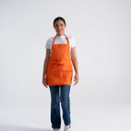Thumbnail image #1 for Chef Works F10-TAG-0 Three-Pocket Tangerine Poly-Cotton Apron, 25"L x 27.5"W, Adjustable Neck Strap