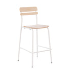 Thumbnail image #1 for Flash Furniture XU-CH10443B-ANTWHT-GG Armless Bar Stool with Solid Wood Seat and Back, Antique White Metal Frame